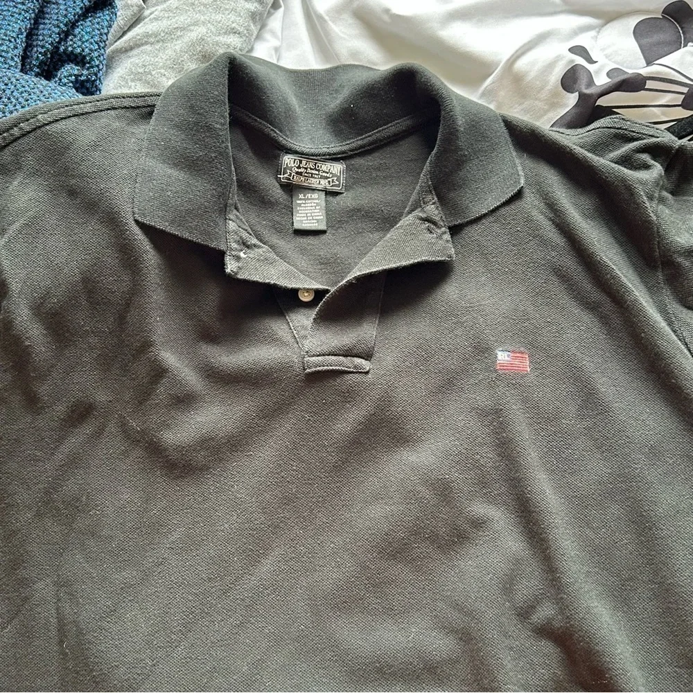 POLO RALPH LAUREN Embroidered USA Flag Logo Black Polo Shirt Men Sz XL